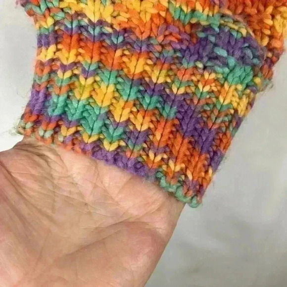 SHEIN Multi Color Crop  Cardigan Long Sleeves Loose Knit/Crochet Size USA 4 - Picture 3 of 9